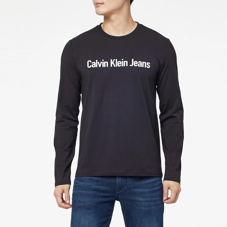 CK Calvin Klein เสื้อยืดผู้ชายแขนยาว  คอลเลคชั่น OP สีดำ รุ่น J316901 ทรง Slim fit ของแท้ 100% มือ1 