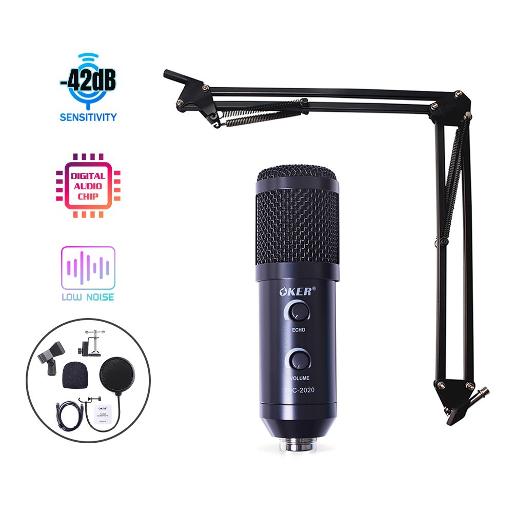 OKER ชุดไมโครโฟนหัวเสียบ USB BM Smart Microphone MIC-2020