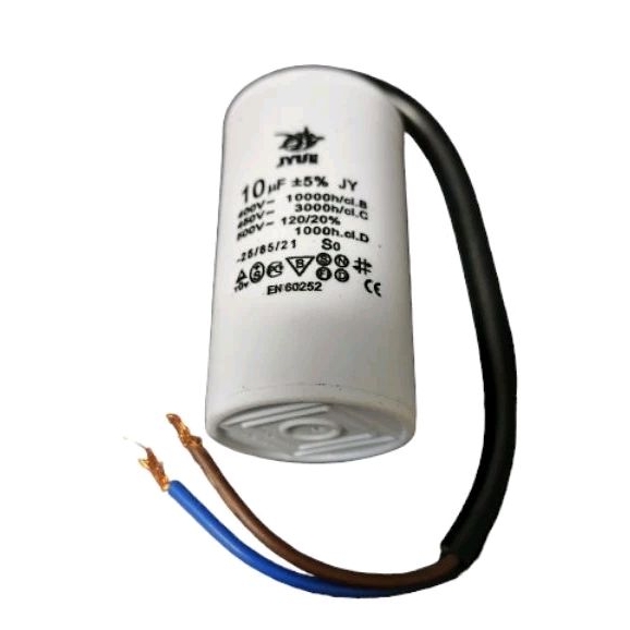 แคปรัน 10uf 400-500V JYUE คาปาซิเตอร์ คาปาเครื่องซักผ้า 10ไมโคร รุ่นมีสาย Capacitor CAP RUN