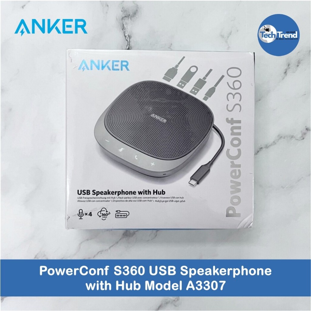 (Anker) PowerConf S360 USB Speakerphone with Hub Model A3307 สปีกเกอร์โฟน สำหรับคอมพิวเตอร์ ไมโครโฟนการประชุม ฮับ