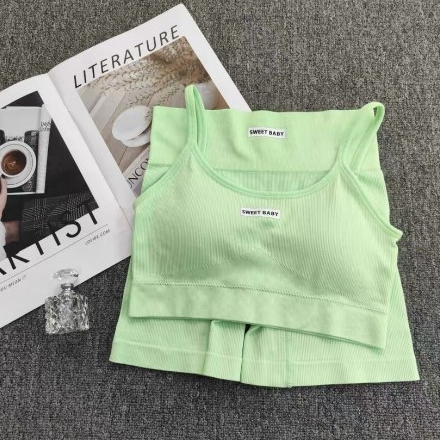 อัพเดตสีใหม่ 🌹 SUNBALEE ชุดออกกำลังกายผู้หญิง สปอร์ตบรา เสื้อสายเดี่ยว+กางเกงขาสั้น เล่นกีฬา ชุดโยคะ MA - รูปที่ 7