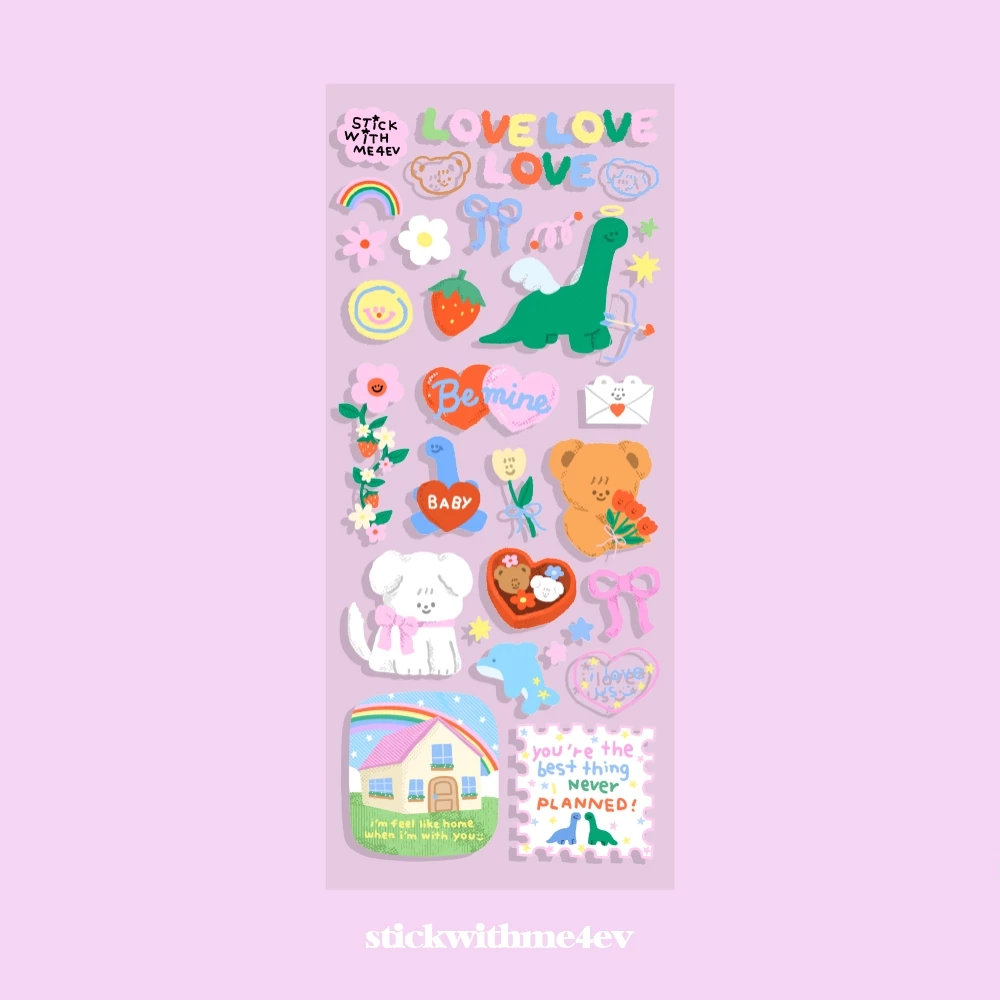 Valentine2024 lovelovelove Sticker สติกเกอร์พรีเมียมไซส์ 3x8นิ้ว รุ่นพิเศษ วาเลนไทน์ | Stickwithme4ev original