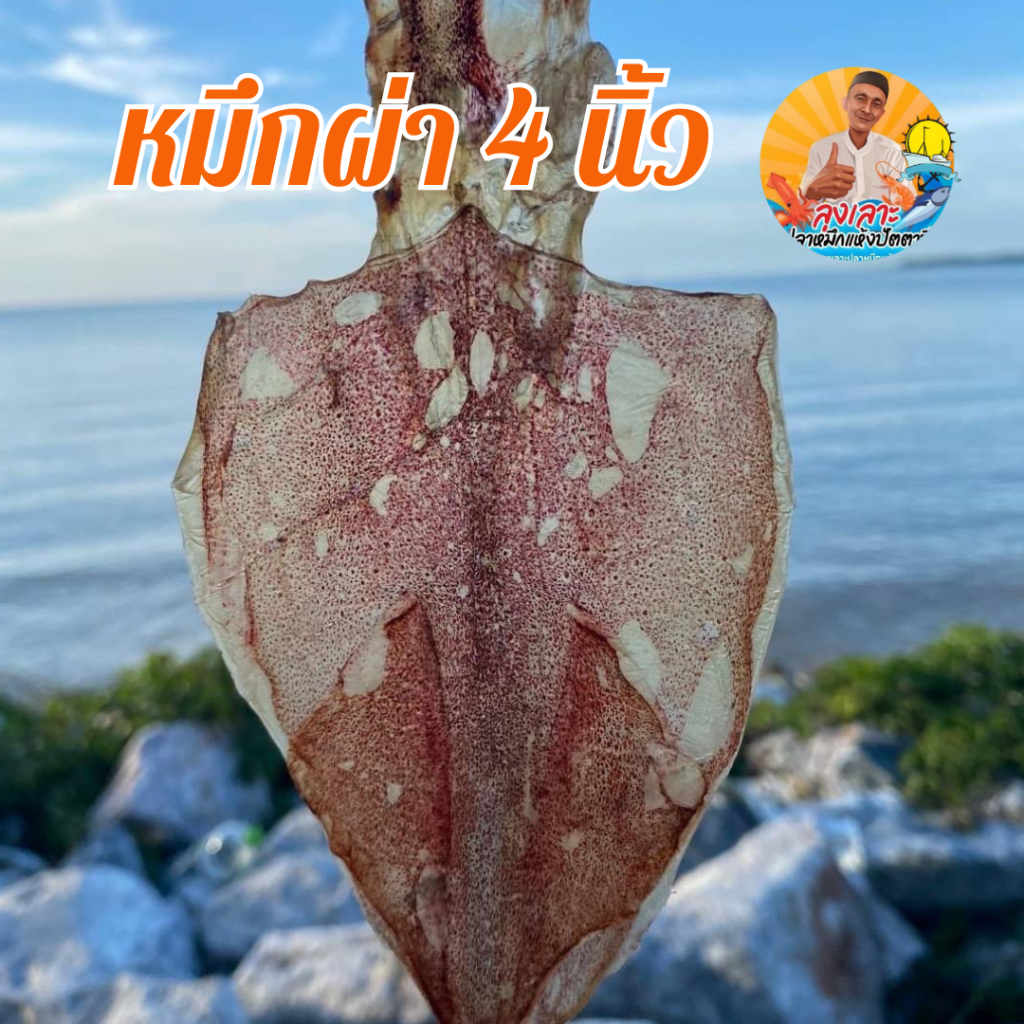 หมึกแห้งผ่าไซร์4นิ้วหมึกผ่าใหญ่ไม่เค็มอร่อย