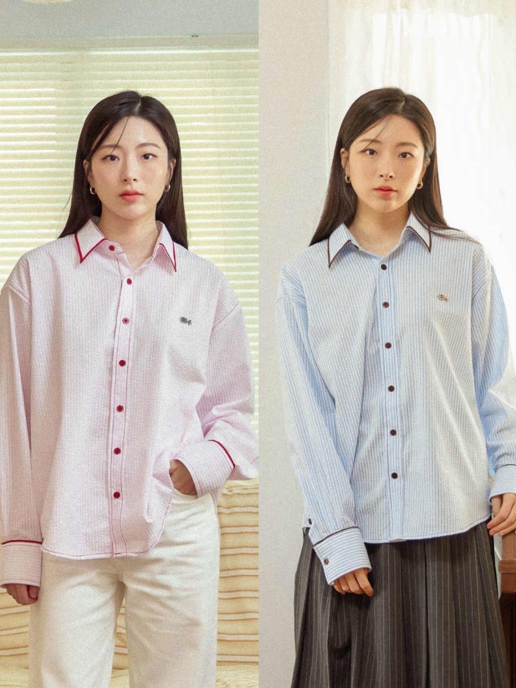 ENDOFMARCH | LUNAR SHIRT เสื้อเชิ้ตแขนยาว ดีเทลขอบสีแดง / น้ำตาล