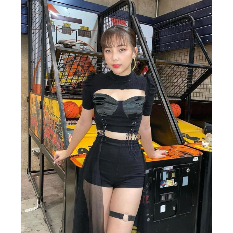 [D4]พร้อมส่งในไทย กางเกงขาสั้นสีดำเข้ารูป มีสายรัดขา สไตล์สตีทโคฟเวอร์ ใส่เต้น ราคา ถูกที่สุด ดีลบีเคเค แกลเลอรีภาพที่ 6