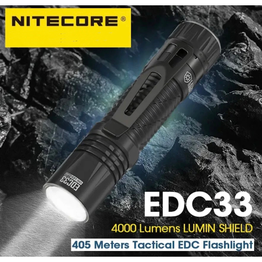 NITECORE EDC33 EDC ไฟฉายกล USB-C ไฟฉายชาร์จไฟได้450เมตร uhi 20สูงสุด4000mAh แบตเตอรี่ Li-ion 18650ในตัว