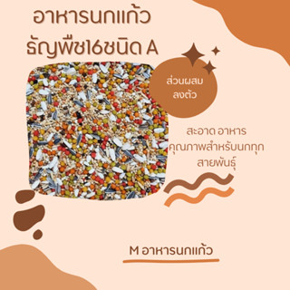 อาหารนกแก้ว ธัญพืช16ชนิดA ขนาด1กิโลกรัม 500 กรัม ผสมเมล็ดฮวย…