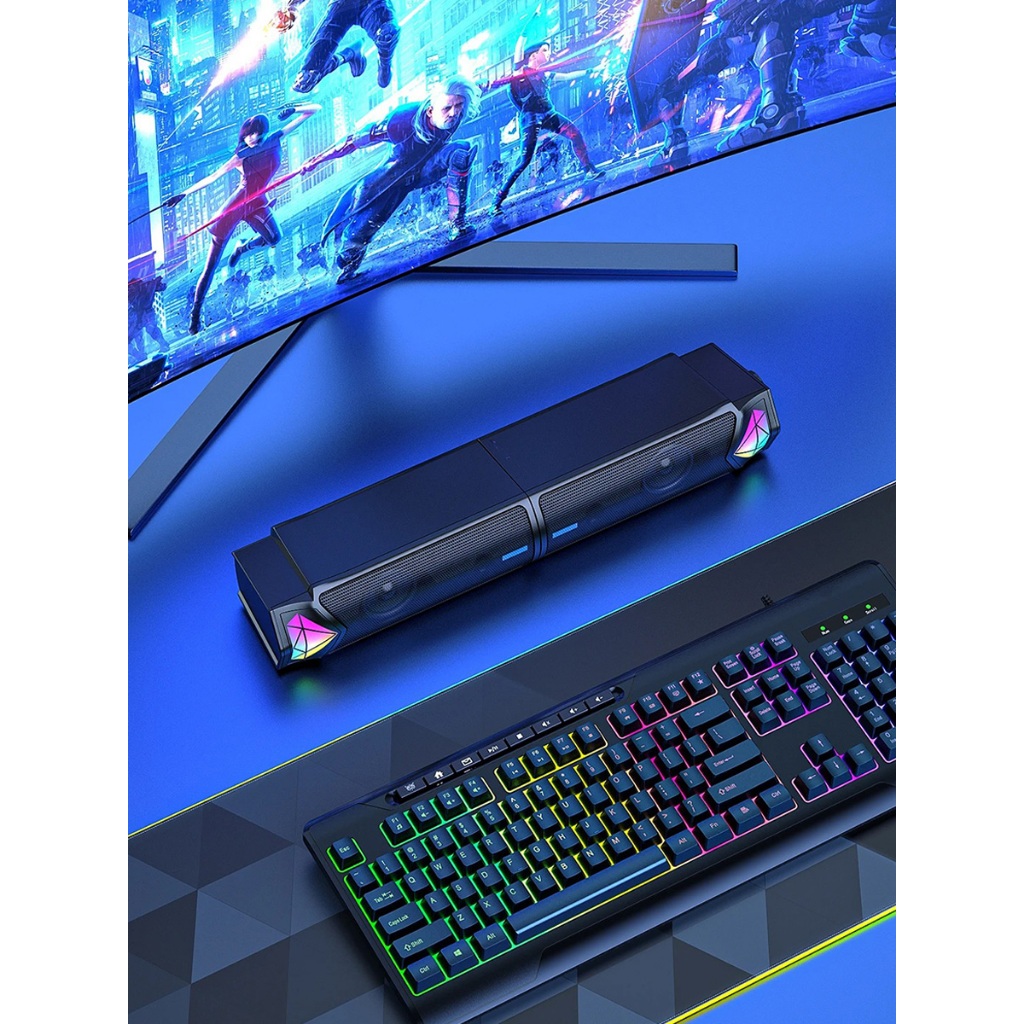 Onikuma L1 Desktop Speaker With Bluetooth ลำโพง 10 W รองรับ Bluetooth มีแสงไฟ RGB ปรับได้