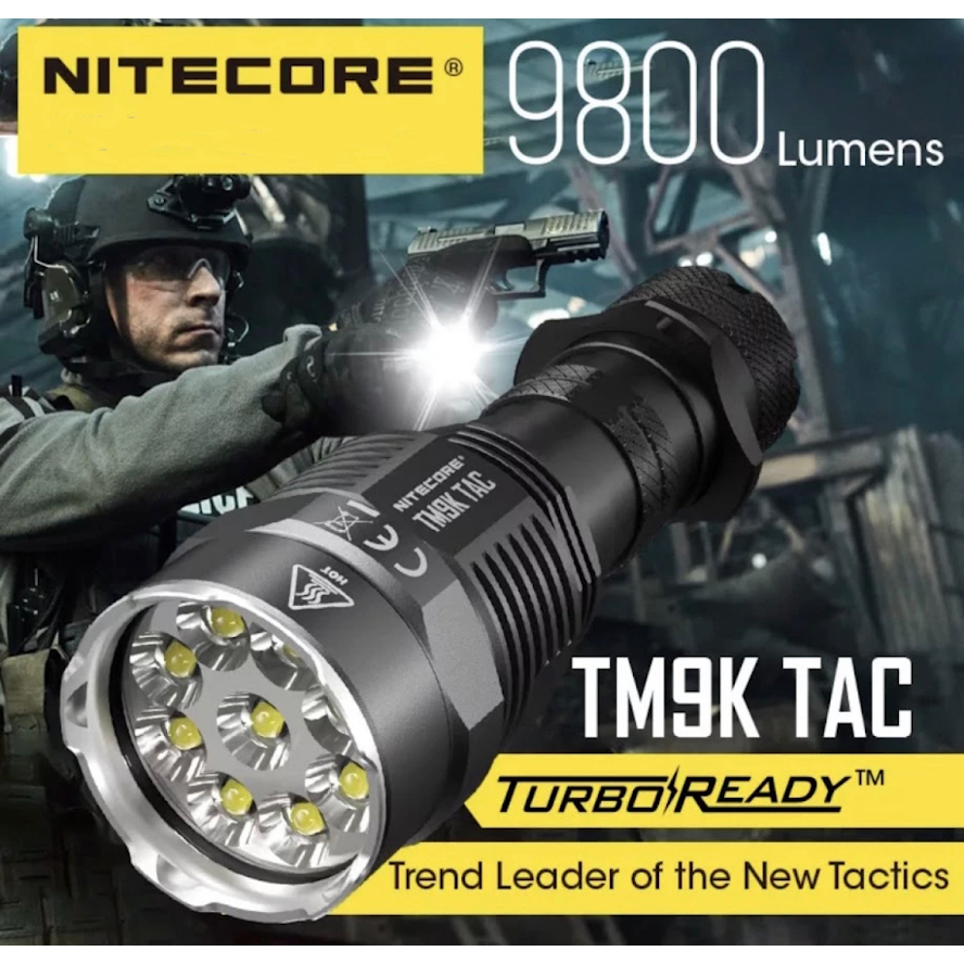 พร้อมส่ง NITECORE TM9K TAC 9800 Lumens ไฟฉายยุทธวิธี USB ชาร์จไฟได้ LED ไฟฉาย Super Bright 5000MAh แบตเตอรี่