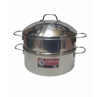 ZEBRAหม้อนึ่งชุดซึ้ง 3 ชิ้น Cheffy II 30 ซม (ปัดเงา) ตราหัวม้าลาย​ ใช้กับเตาไฟฟ้าได้