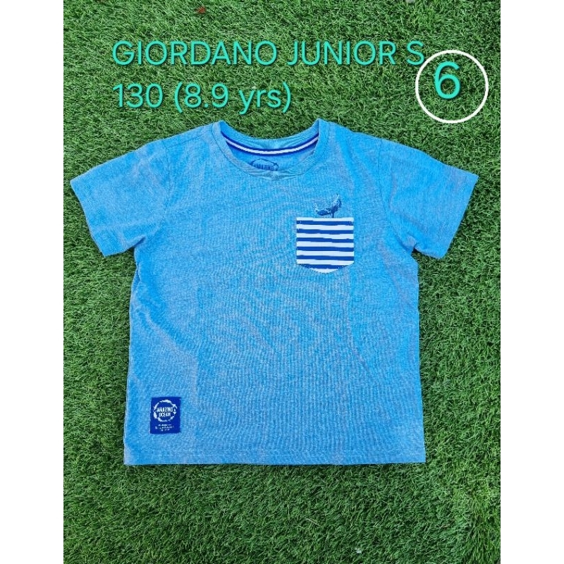 มือ2 GIORDANO junior "amazing ocean" สีฟ้าสุดเท่ สภาพดีมากๆ ไซส์130(8-9yrs)