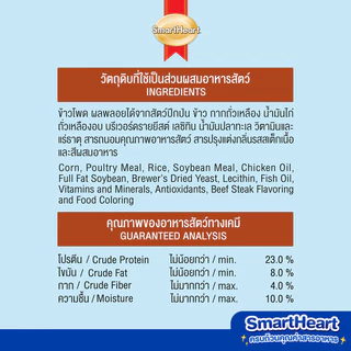 สมาร์ทฮาร์ท สุนัขพันธุ์เล็ก รสสเต็กเนื้อ 8กก. / SmartHeart Dry Food Beef Steak Flavor 8kg