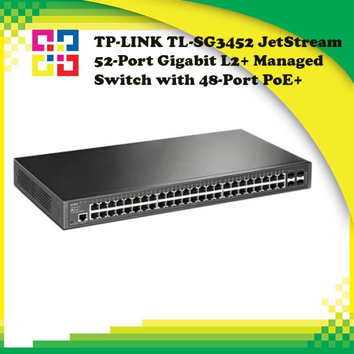 TP-LINK TL-SG3452 JetStream 52-Port Gigabit L2+ Managed Switch with 48-Port PoE+
