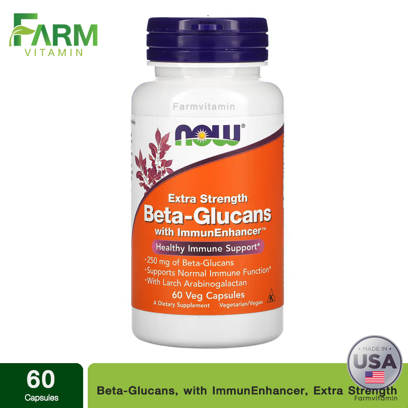 NOW Foods, Beta-Glucans, with ImmunEnhancer, Extra Strength, 250 mg, 60 Veg Capsules