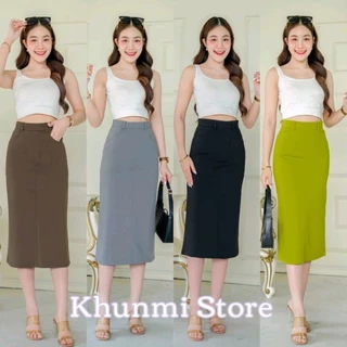พร้อมส่ง กระโปรงทรงเอ ยาว 30 นิ้ว รุ่นผ้าโรเชฟมีกระเป๋า✨️ 6 สี ซิปหลัง
