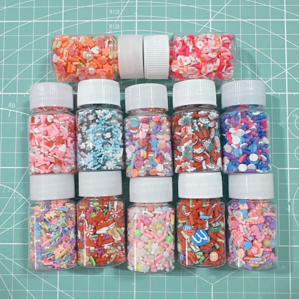 fimoปลอม ฟีโม่เขย่า shaker เกล็ดน้ำตาล,มุก,หัวใจ ตกแต่งโทรศัพท์,เล็บ,เรซิ่น ตกแต่งรูปภาพ กรอบต่างๆ งาน DIY (1ขวด/20G)