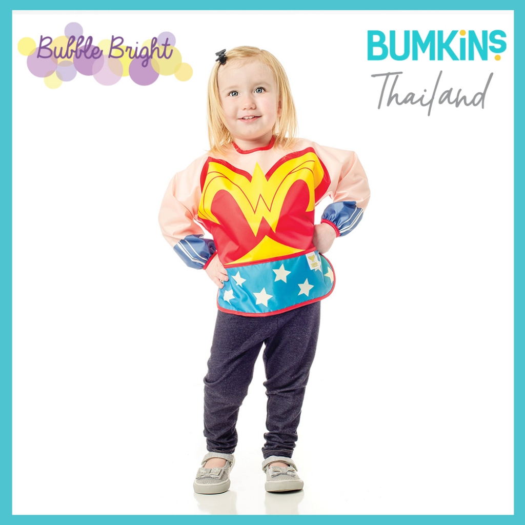 (สินค้า Clearance Sale) Bumkins ผ้ากันเปื้อนแขนยาว Collections DC รุ่น Sleeve Bib ลาย Wonder Woman