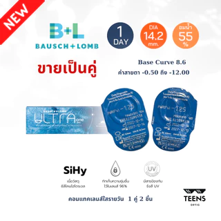 🔥ใหม่แก้ตาแห้ง🔥ขายเป็นคู่ Bausch Lomb Ultra 1 Day คอนแทคเลนส์ใสรายวัน สายตาสั้น สำหรับคนตาแห้ง