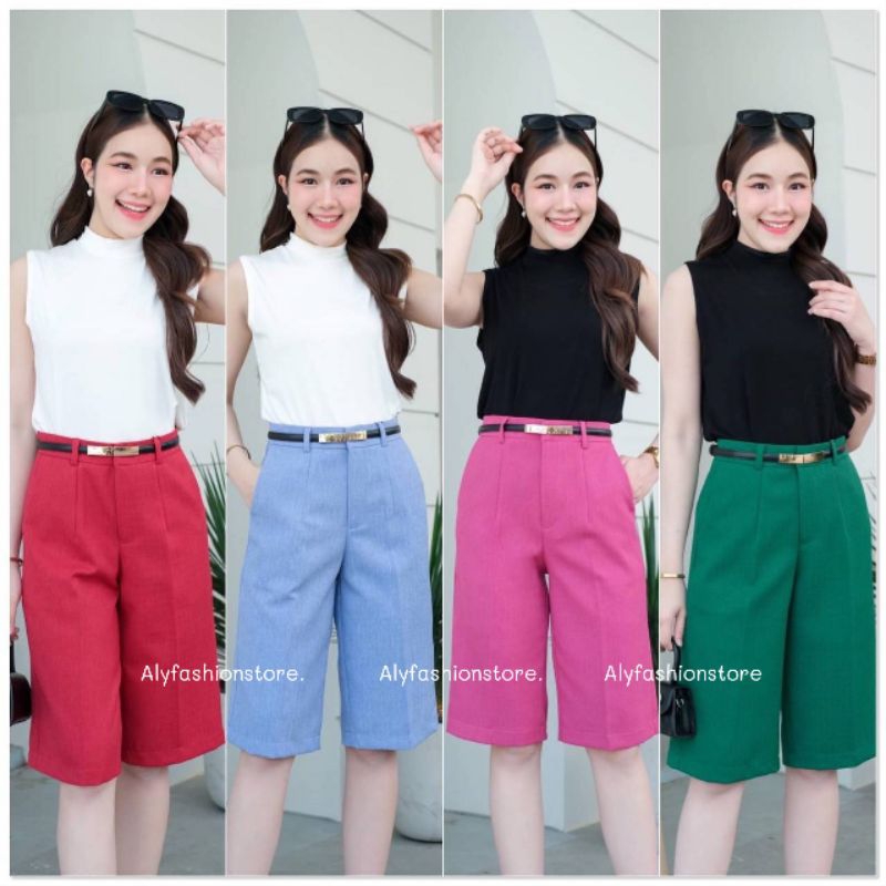 กางเกง4ส่วนผ้าทอสไตล์ญี่ปุ่น(SK404)💗S-3XL💗 ตะขอหน้า ผ้าทิ้งตัวไม่ยับง่าย ใส่สบายไม่ร้อน🛍️พร้อมส่ง