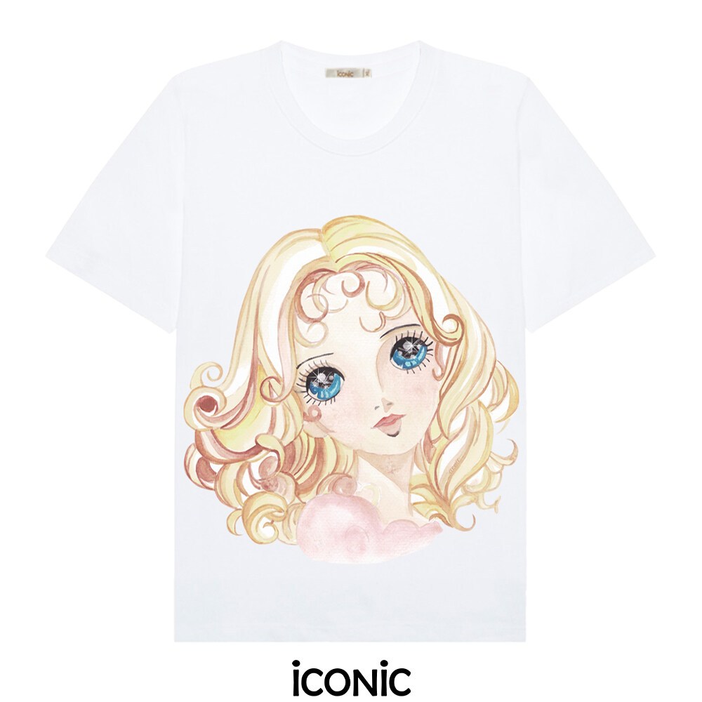 iCONiC KARINA T-SHIRT #7797 เสื้อยืด ลายตุ๊กตา ตาโต ผมทอง พิมพ์ลาย เสื้อยืดผญ
