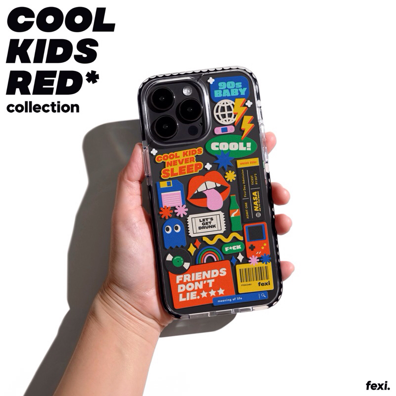 เคสไอโฟน iphone case for 15/16/17((สั่งทำชื่อได้)) ลาย“ Coolkids Red “(052)
