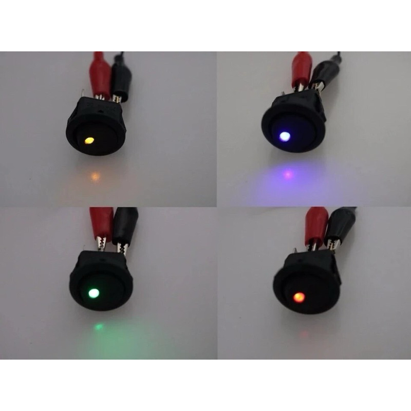 Switch สวิตซ์รถ12V 3พิน 20มม  Rocker Dot เรือ LED Light สลับสวิทช์ SPST ON/OFF มีไฟ สวิตซ์ไฟจุด
