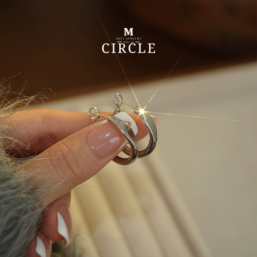 MEET พร้อมส่ง ต่างหูเงิน Circle ต่างหูแฟชั่น ต่างหูห่วง ตุ้มหูเงินแท้925 ต่างหูผู้หญิง ต่างหูเกาหลี ตุ้มหูเงิน ต่างหู