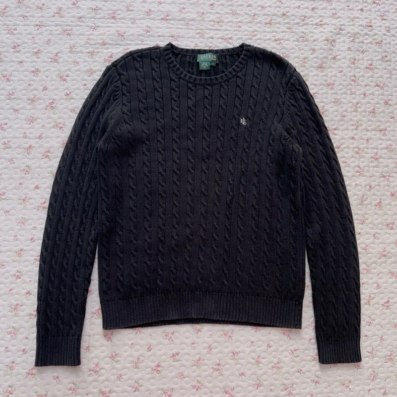 black polo ralph lauren cable-knit มือสอง 🏷️ green label