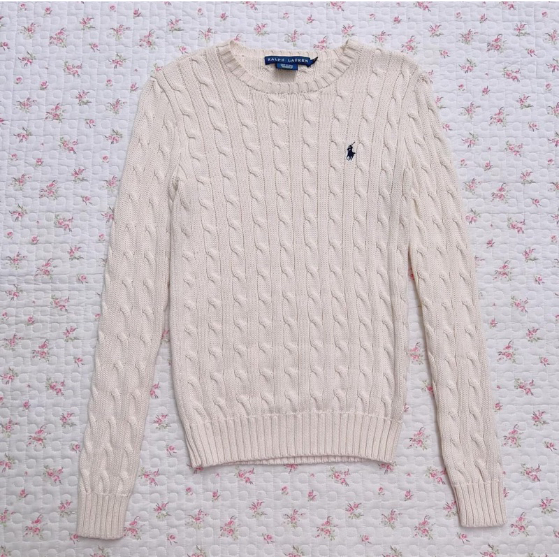cream polo ralph lauren cable-knit มือสอง