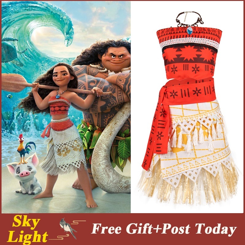 [BLR]เครื่องแต่งกาย Moana, คอสเพลย์ Moana, ปาร์ตี้เครื่องแต่งกาย, ชุดสวย ๆ สำหรับเด็กผู้หญิง