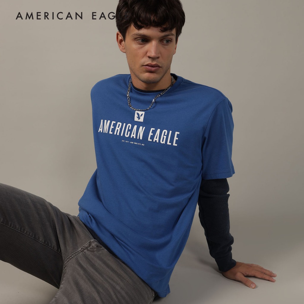 American Eagle Super Soft Logo Graphic T-Shirt เสื้อยืด ผู้ชาย กราฟฟิค (EMTS 017-3295-423)