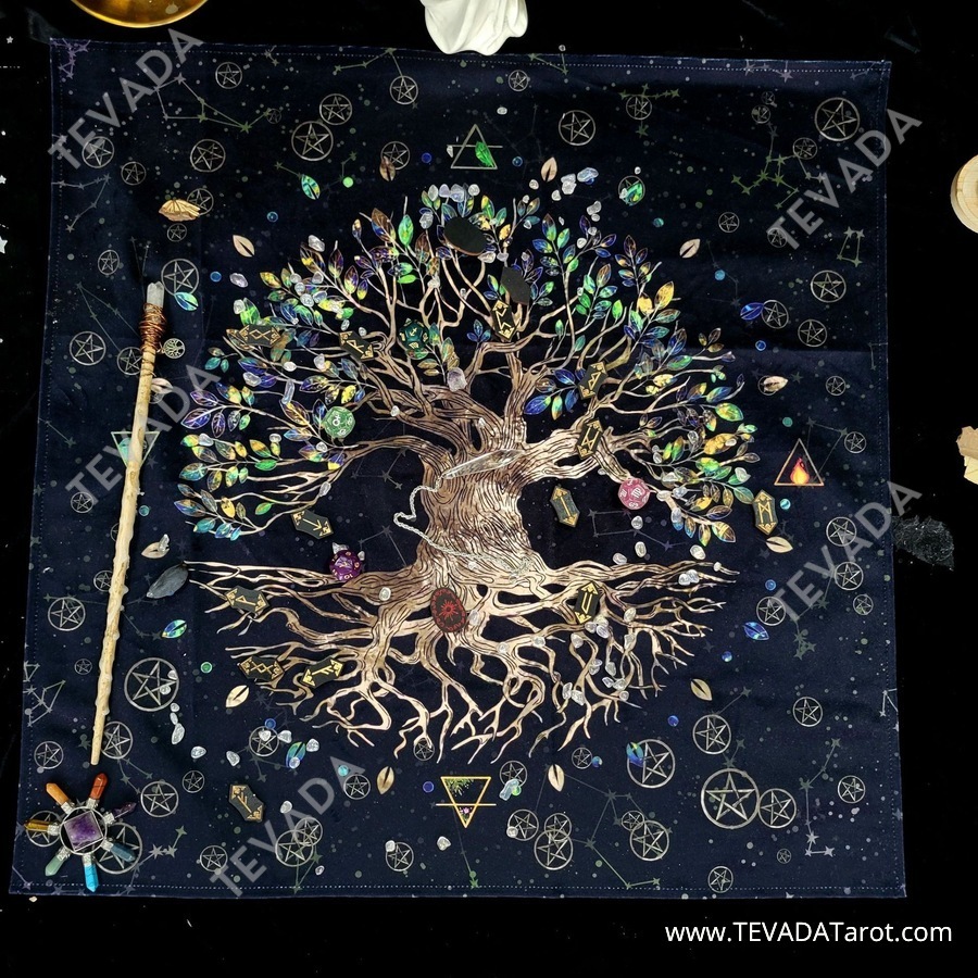 The Tree of Life Tarot Bag & Altar Cloth PENTACLE ผ้ารองไพ่ทาโรต์ ผ้ารองไพ่ยิปซี ต้นไม้แห่งชีวิต