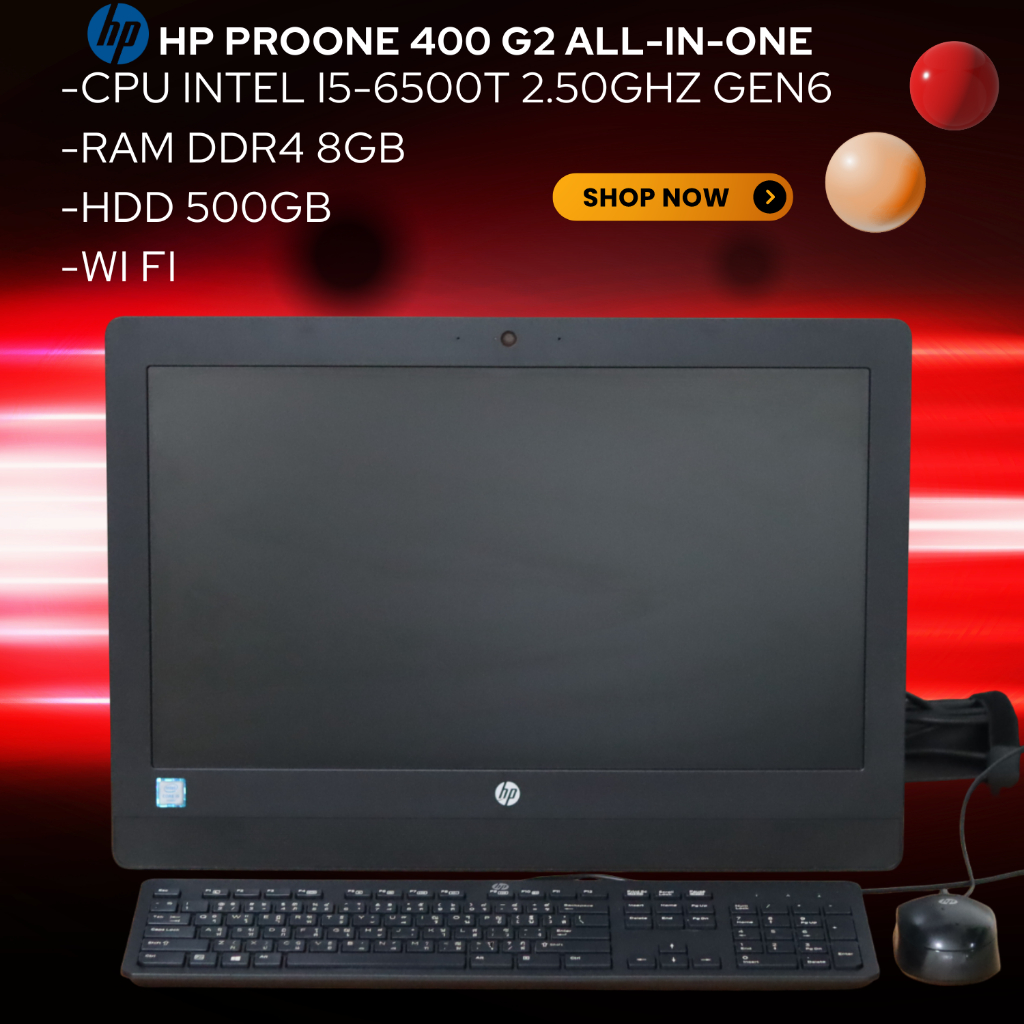 HP ProOne 400 G2 All-in-One - Cpu intel i5-6500t 2.50GHz Gen6 -Ram DDR4 8GB -HDD 500GB -Wi Fi -20นิ้ว เครื่องพร้อมใช้งาน
