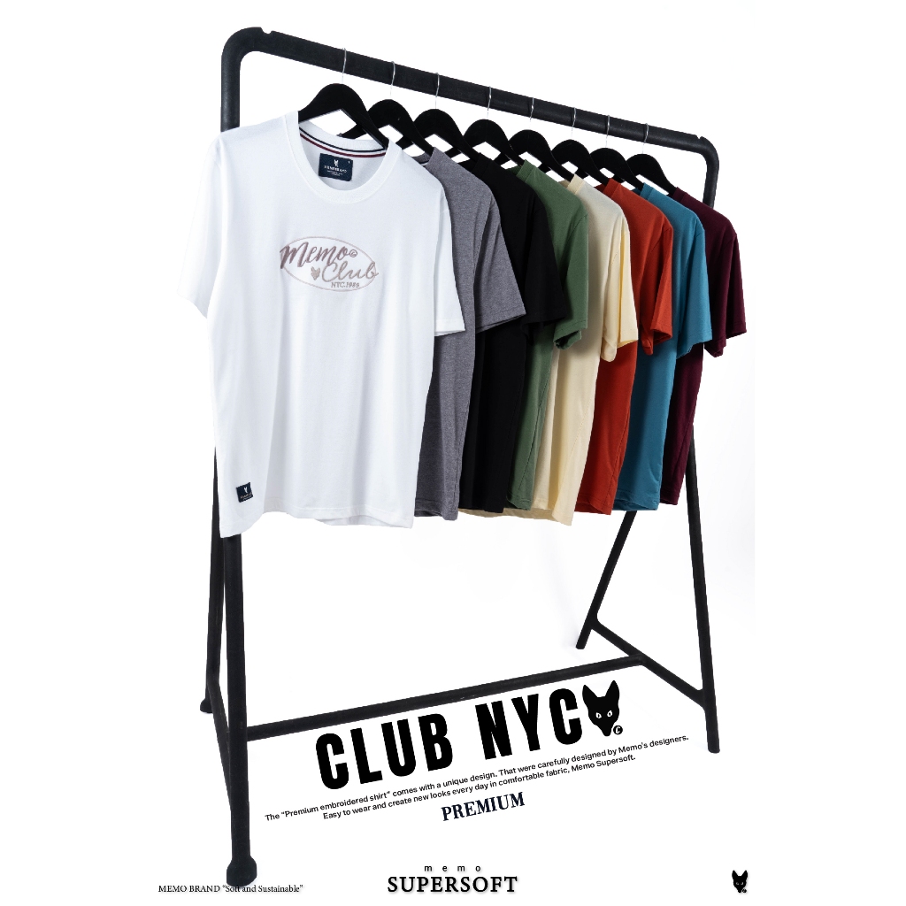 AEIOU เสื้อยืด Memo Supersoft Premium ลายปัก รุ่น Club NYC สินค้าลิขสิทธิ์แท้ Best Seller