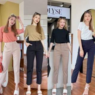 [ R16 ] WARA กางเกงทำงานขากระบอก ไม่ต้องรีด ผ้าโรเชฟ