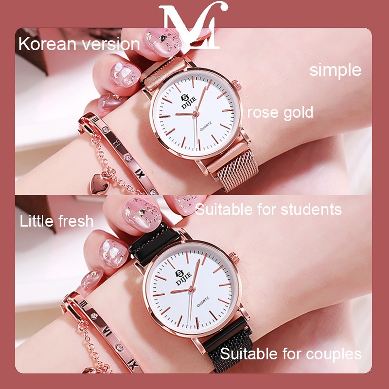 [พร้อมส่งจากไทย]นาฬิกาโรสโกลด์ขนาดเล็กสด เหมาะสำหรับนักศึกษาและคู่รัก นาฬิกาควอทซ์เกาหลี มีสองสีให้เลือก