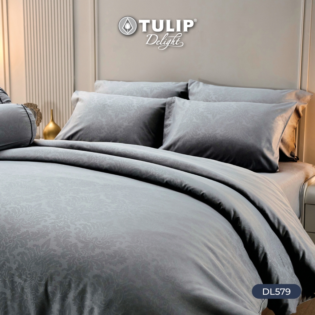 TULIP Delight สีพื้นอัดลาย DL579 ชุดผ้าปูที่นอน ผ้าปูที่นอน ผ้าห่มนวม มีลายนูนเบาๆ บนเนื้อผ้าสัมผัสได้