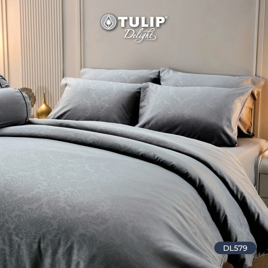TULIP Delight สีพื้นอัดลาย DL579 ชุดผ้าปูที่นอน ผ้าปูที่นอน ผ้าห่มนวม มีลายนูนเบาๆ บนเนื้อผ้าสัมผัสได้