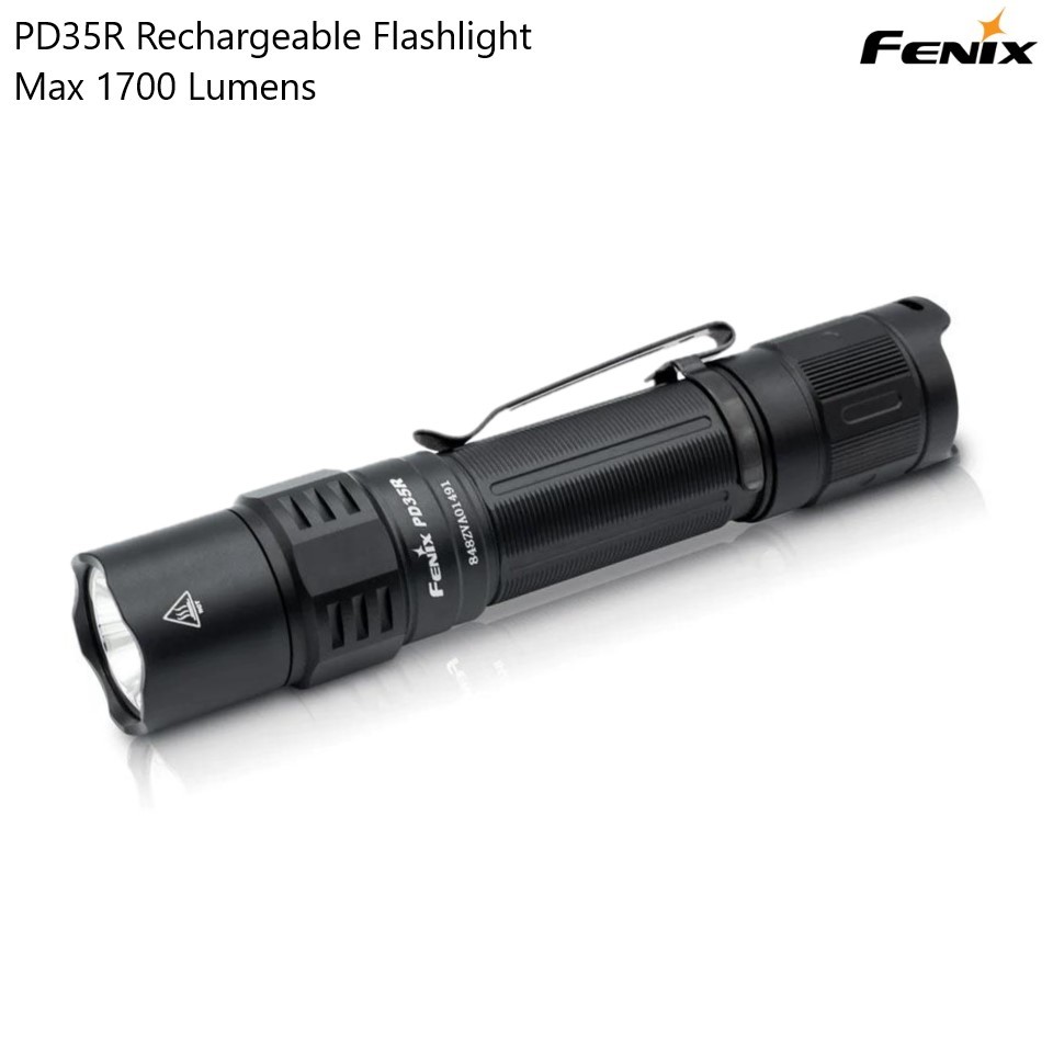 Fenix PD35R Rechargeable Flashlight Max 1700 Lumens ไฟฉายรีชาร์จ ปรับแสงได้ห้าระดับและไฟแฟลช พอร์ต USB Type-C สำหรับกิจกรรมกลางแจ้งหรือทางยุทธวิธี โดย Tankstore