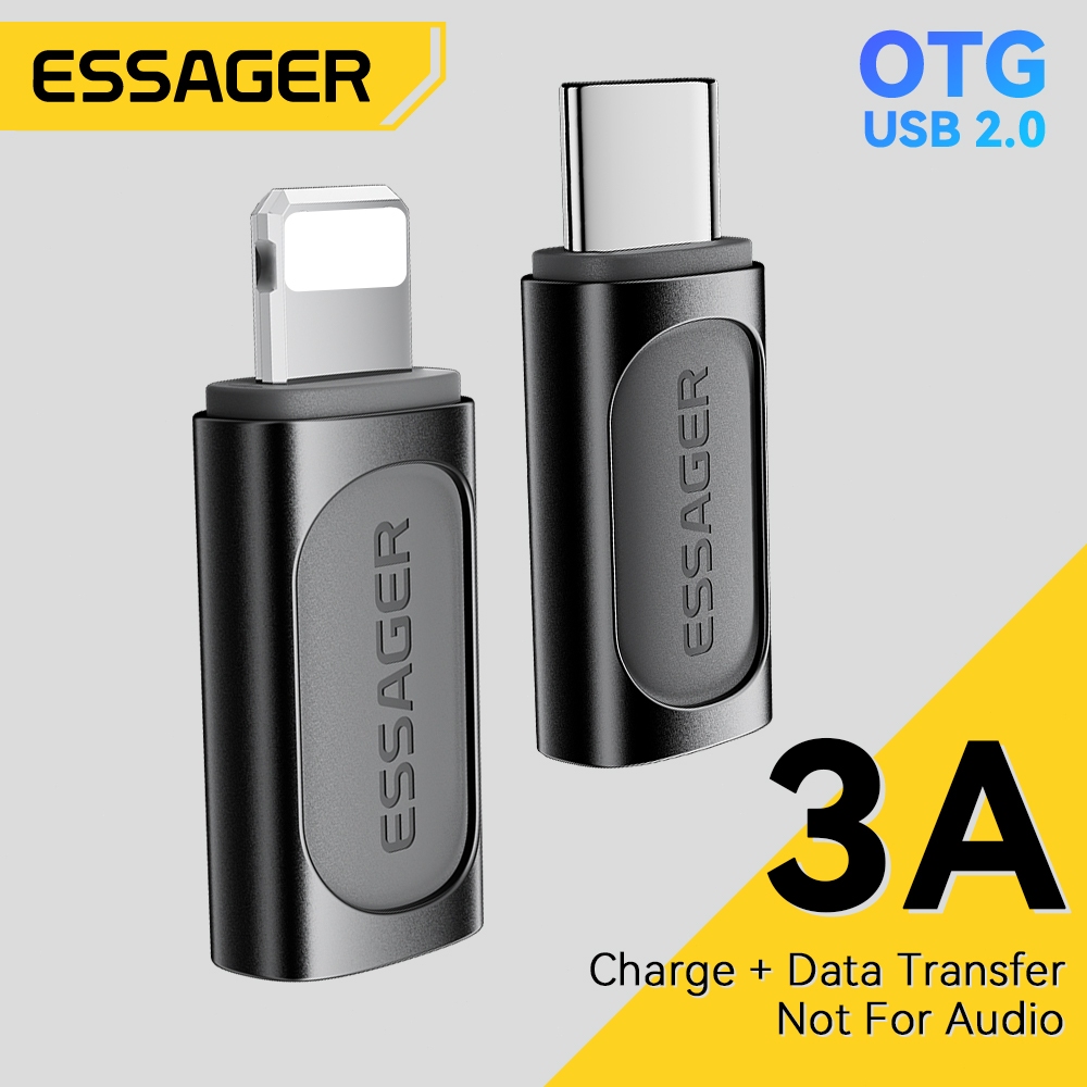 Essager 3A OTG ConverterI Ios To Type-C USB2.0 480Mbps Type-C เป็น L อะแดปเตอร์ส
