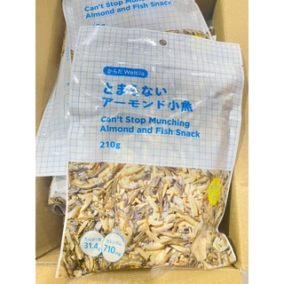 Karada Welcia Almond and Anchovies Fish Snack 210g ปลากะตักจากทะเลเซโตะ และอัลมอนด์คั่วใน ปรุงรสเข้าด้วยกัน อร่อย