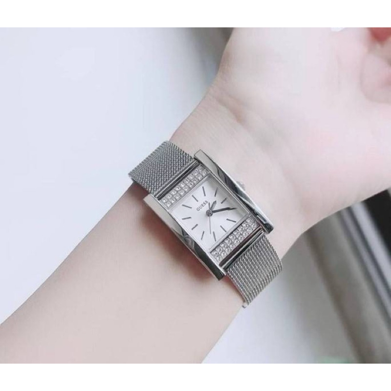 Guess Crystallized Stainless Steel Mesh Watch
