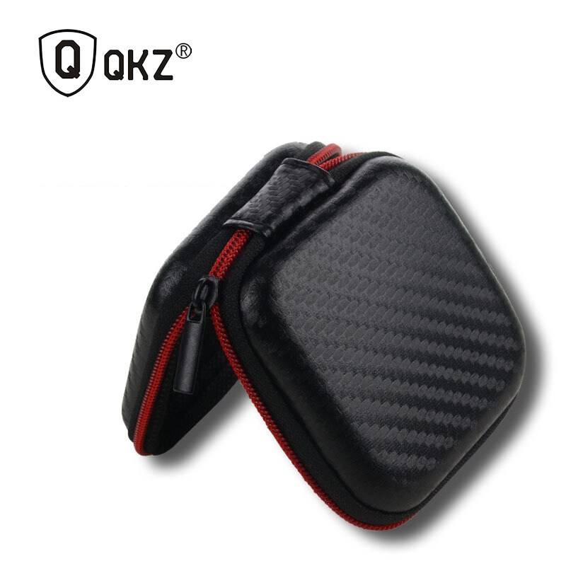 QKZ Portable Earphone Box กล่องเก็บหูฟัง ลายเคฟล่า บุกำมะหยี่ earphone case ใช้เก็บสายเคเบิ้ล หัวชาร์จ เมมโมรี่ หูฟัง