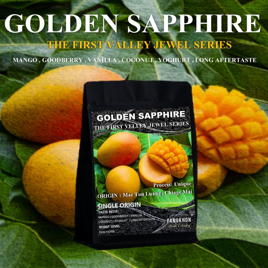 Pangkhon Coffee Roaster เมล็ดกาแฟ Golden Sapphire 1 ในชุดของ Jewel series จาก TheFirstVelley, Mae Ton luang,