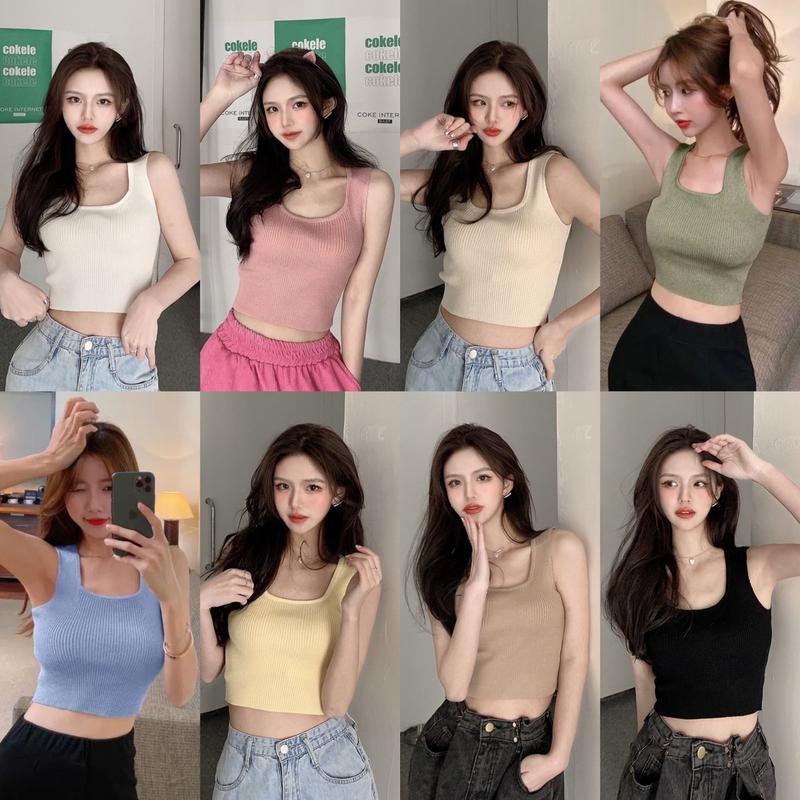 Vogue1 ~พร้อมส่ง~ "28019" เสื้อกล้ามไหมพรม ผ้าร่องสีพาสเทลน่ารักมาก ใส่สบายสุดๆ -C