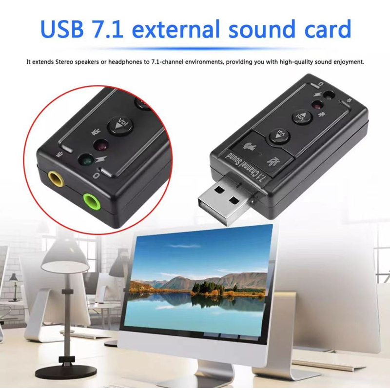 ซาวด์การ์ด การ์ดเสียงUSB2.0 Sound Card Adapter Audio 3D 12Mbps Virtual 7.1
