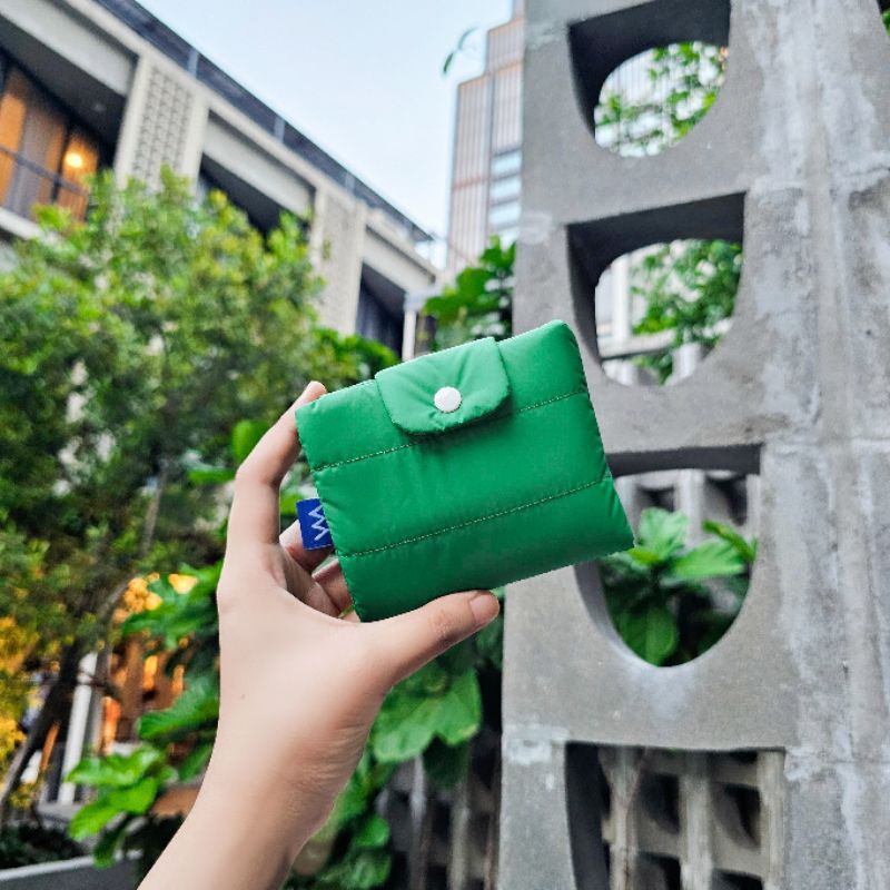Hukmum Bubble wallet Green : กระเป๋าสตางค์ใบเล็ก มีช่องใส่เหรียญ แบงค์ บัตร 'มี 13 สี'
