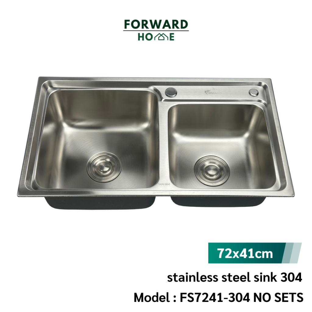 Forward ซิงค์ล้างจาน อ่างล้างจาน 2หลุม วัสดุสแตนเลส304 ขนาด72x41ซม. stainless steel sink รุ่น FS7241-304 NO SETS