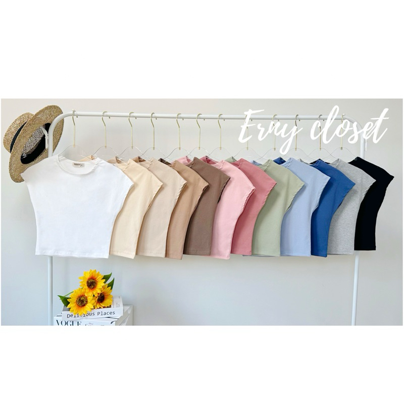 เสื้อครอปคอกลมแขนล้ำ E88