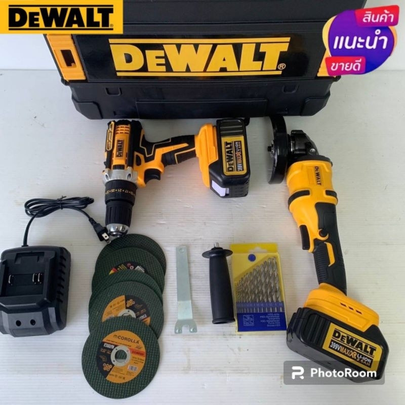 ชุดคู่ กระเป๋าสว่านไร้สาย Dewalt 3 ระบบ 399V และ หินเจียรไร้สาย Dewalt 4นิ้ว 399V มาพร้อมแบตเตอร์รี่